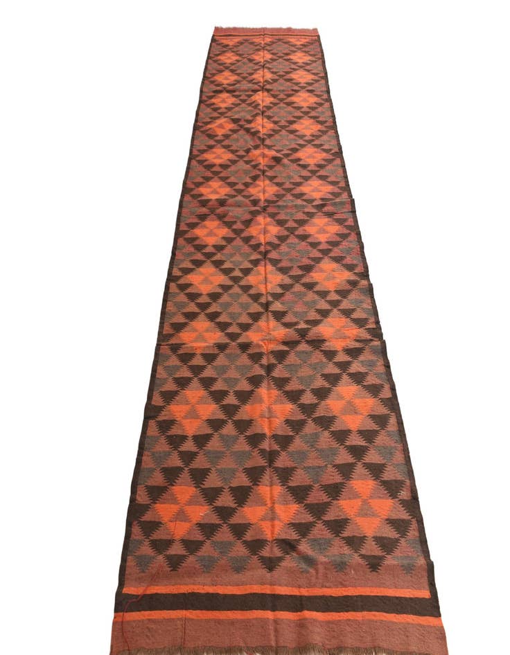 Detail image of 4' 5 x 13' 3 Hand Woven Kilim Fars Wool Runner Rug
