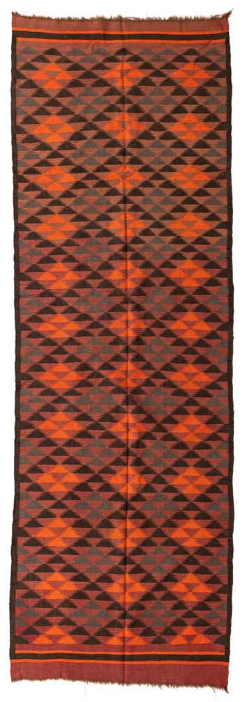 4' 5 x 13' 3 Hand Woven Kilim Fars Wool Runner Rug