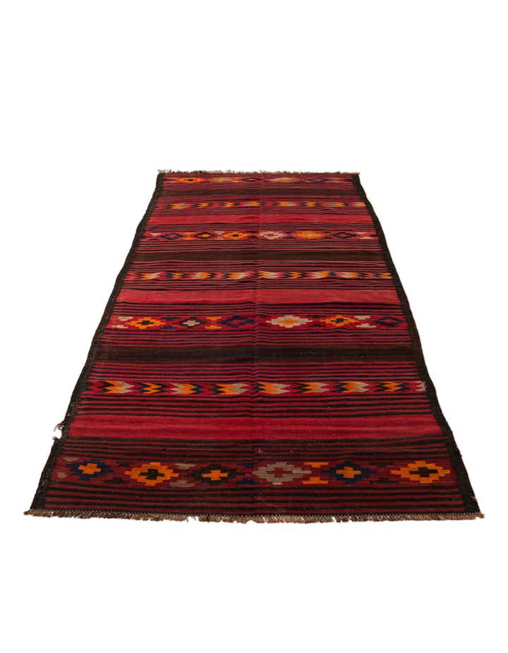 4' 9 x 11' 7 Hand Woven Kilim Fars Wool Runner Rug