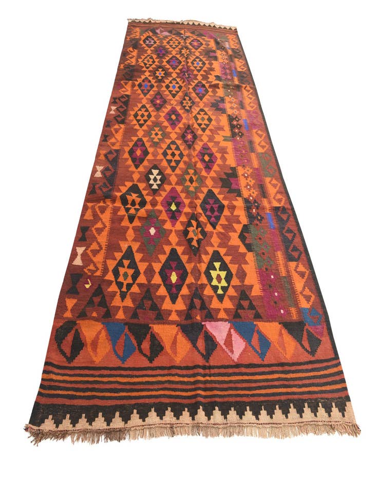 Detail image of 5' x 10' 10  Hand Woven Kilim Fars Wool Runner Rug