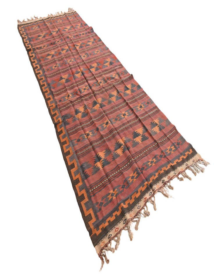Detail image of 4' 4 x 11' Hand Woven Kilim Fars Wool Runner Rug