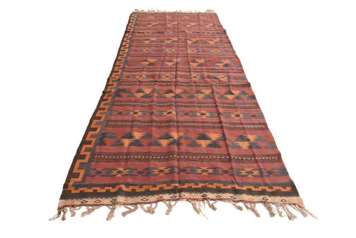 4' 4 x 11' Hand Woven Kilim Fars Wool Runner Rug