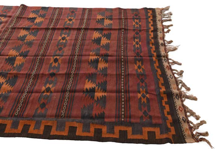 4' 4 x 11' Hand Woven Kilim Fars Wool Runner Rug