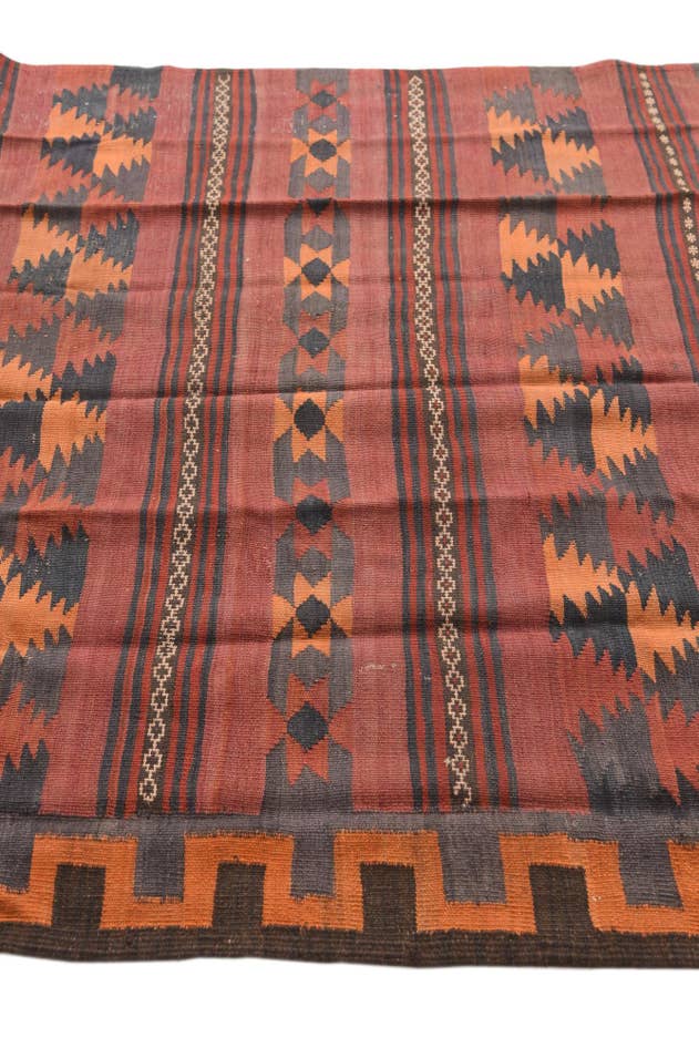 Detail image of 4' 4 x 11' Hand Woven Kilim Fars Wool Runner Rug