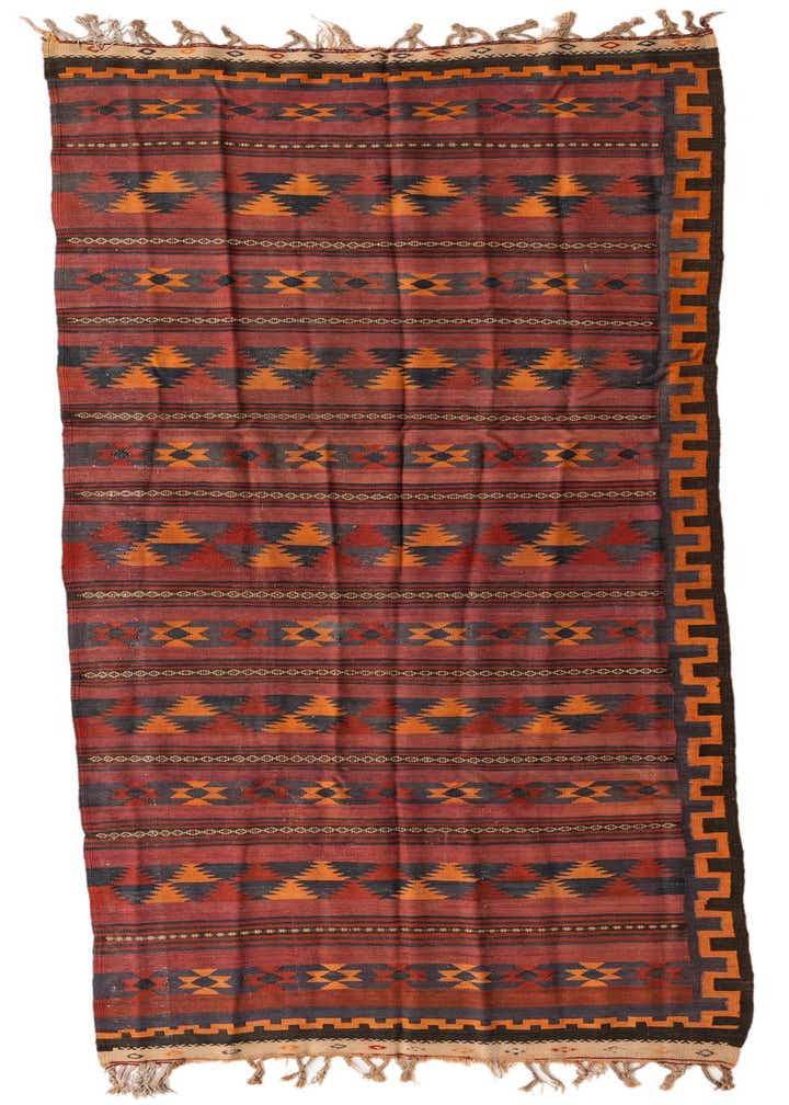 4' 4 x 11' Hand Woven Kilim Fars Wool Runner Rug