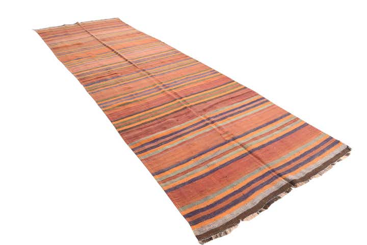 4' 7 x 14' 8 Hand Woven Kilim Fars Wool Runner Rug