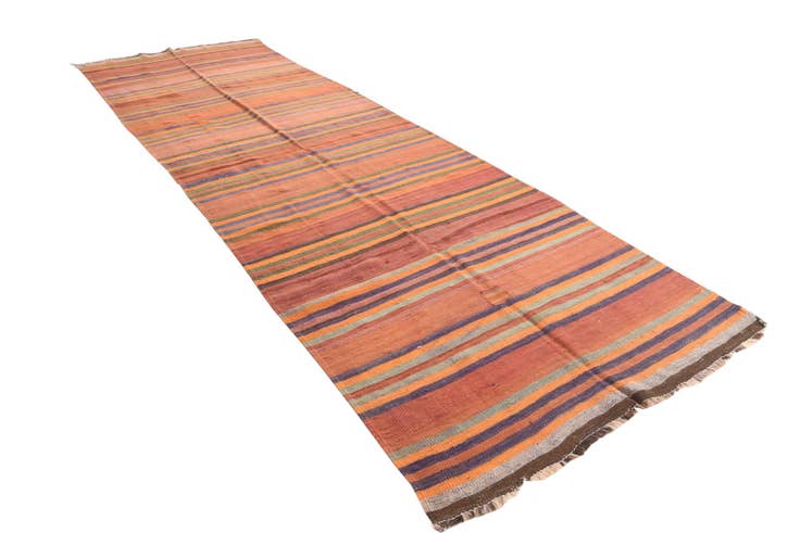 Detail image of 4' 7 x 14' 8 Hand Woven Kilim Fars Wool Runner Rug