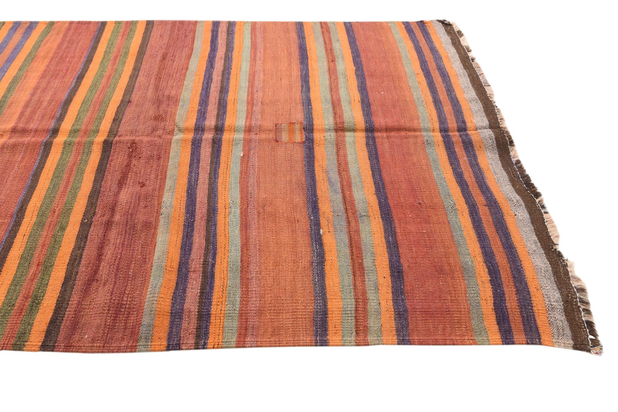 4' 7 x 14' 8 Hand Woven Kilim Fars Wool Runner Rug