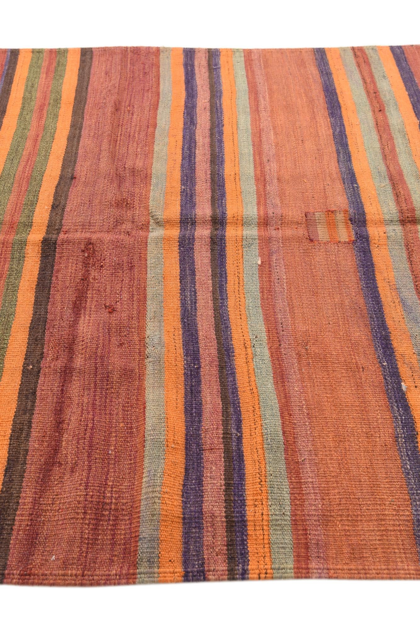 4' 7 x 14' 8 Hand Woven Kilim Fars Wool Runner Rug