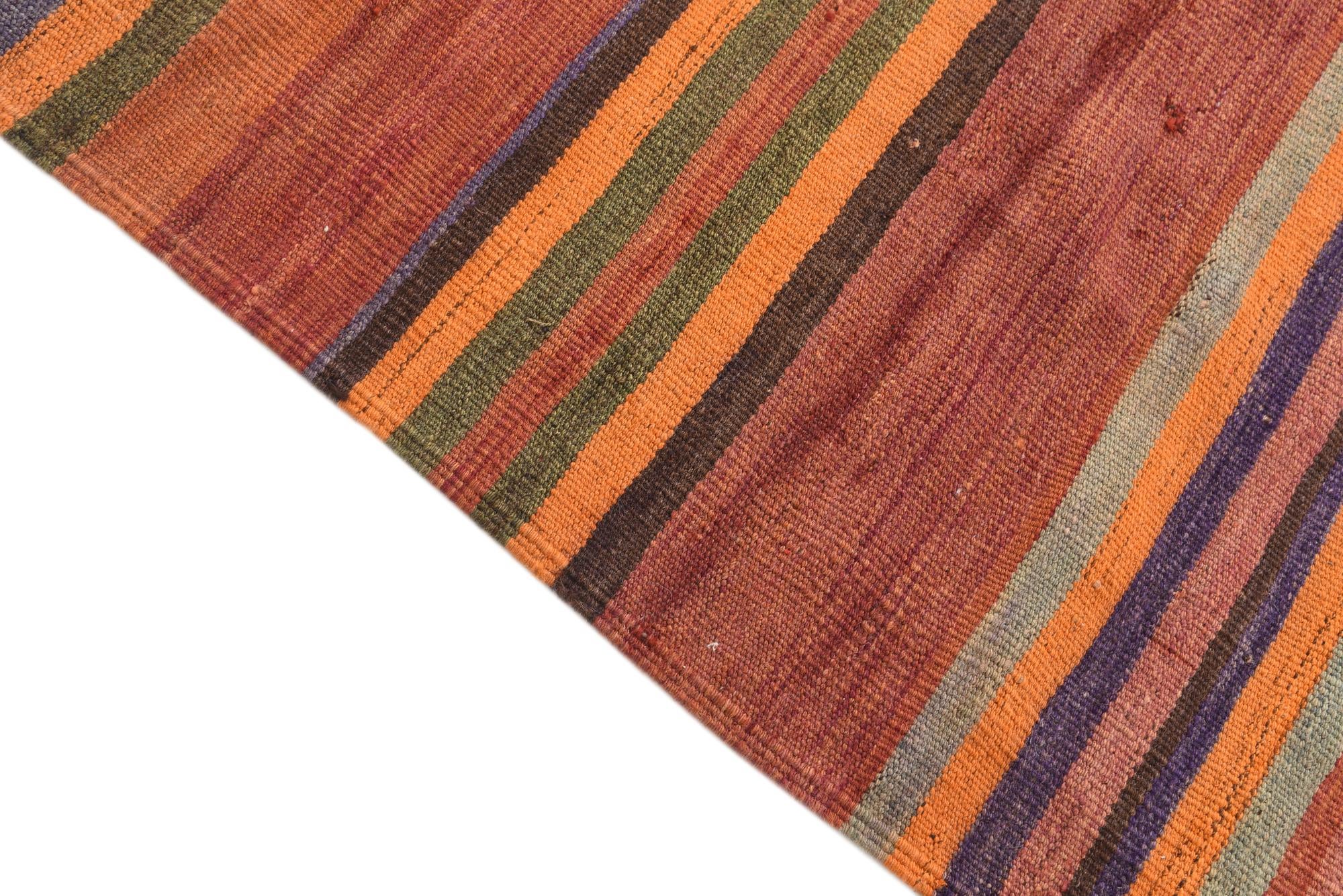 4' 7 x 14' 8 Hand Woven Kilim Fars Wool Runner Rug