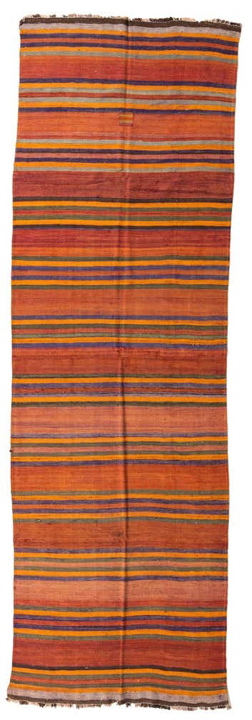 4' 7 x 14' 8 Hand Woven Kilim Fars Wool Runner Rug