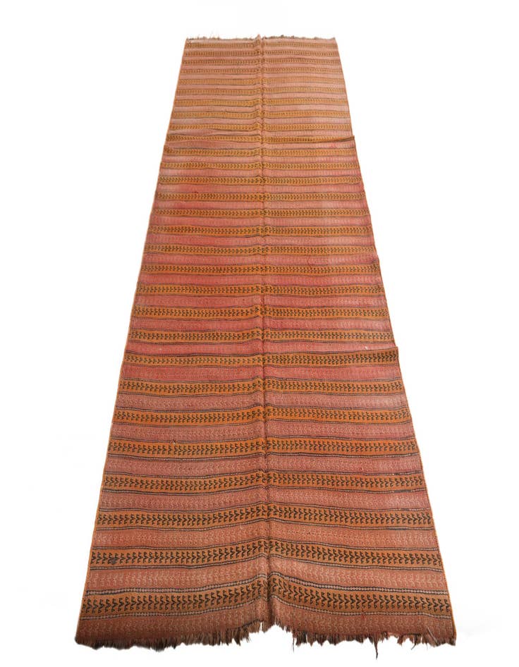 Detail image of 4' 3 x 9' 7 Hand Woven Kilim Fars Wool Runner Rug