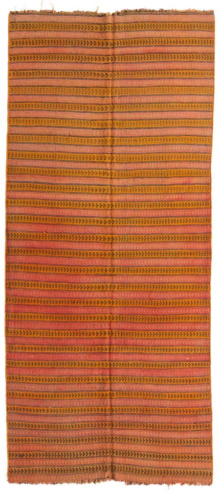 4' 3 x 9' 7 Hand Woven Kilim Fars Wool Runner Rug