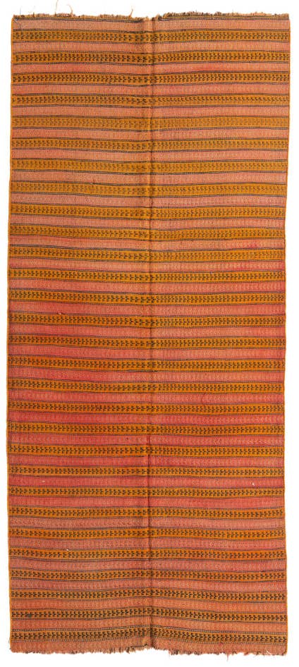 Detail image of 4' 3 x 9' 7 Hand Woven Kilim Fars Wool Runner Rug