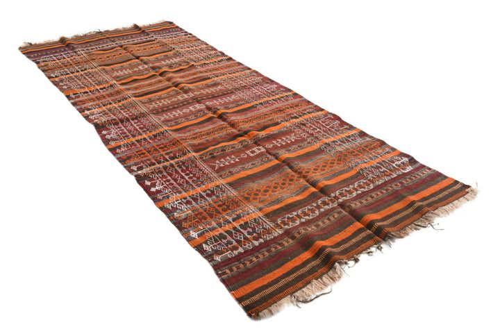 4' 3 x 10' 8 Hand Woven Kilim Fars Wool Runner Rug