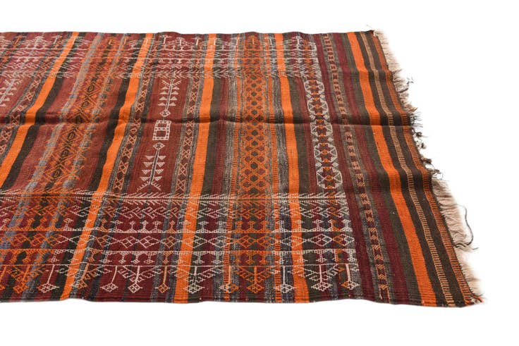 Detail image of 4' 3 x 10' 8 Hand Woven Kilim Fars Wool Runner Rug