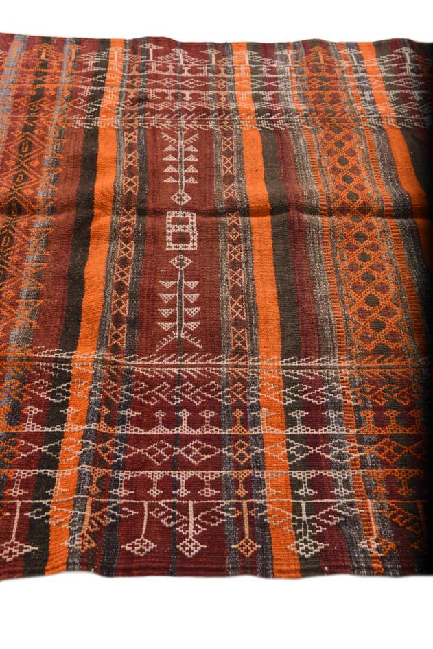 Detail image of 4' 3 x 10' 8 Hand Woven Kilim Fars Wool Runner Rug