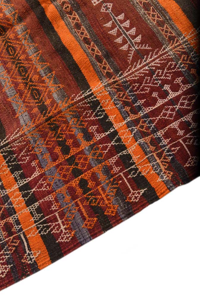 4' 3 x 10' 8 Hand Woven Kilim Fars Wool Runner Rug