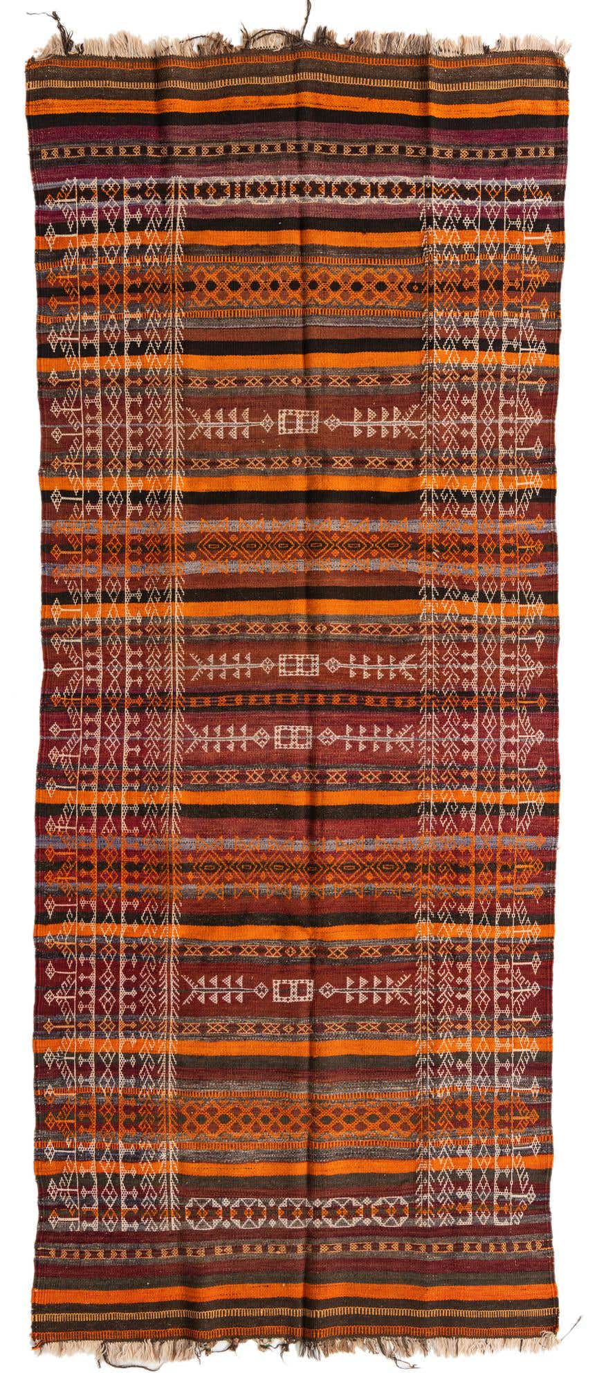 4' 3 x 10' 8 Hand Woven Kilim Fars Wool Runner Rug