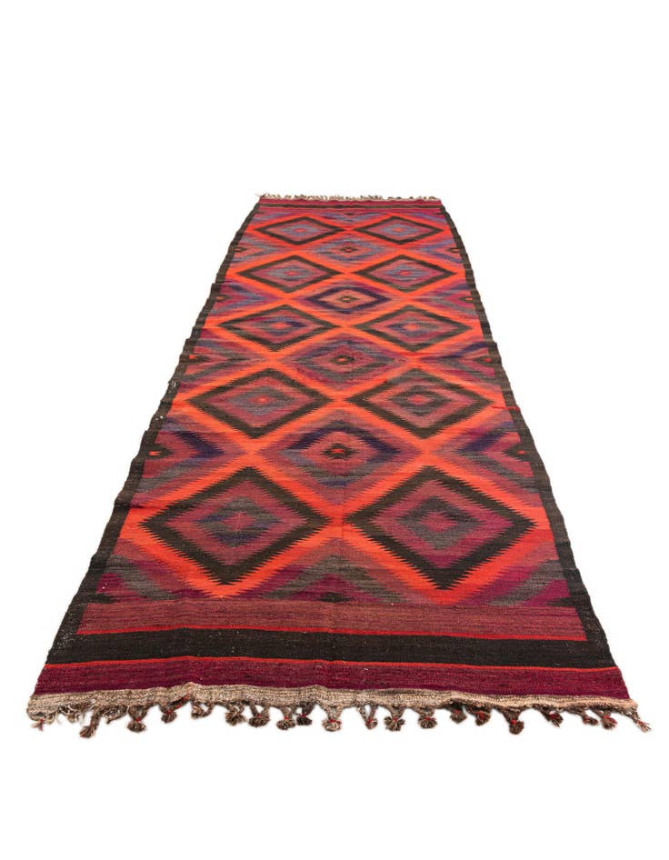 Detail image of 4' 8 x 15'  Hand Woven Kilim Fars Wool Runner Rug