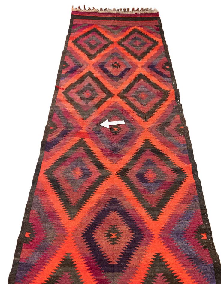 Detail image of 4' 8 x 15'  Hand Woven Kilim Fars Wool Runner Rug