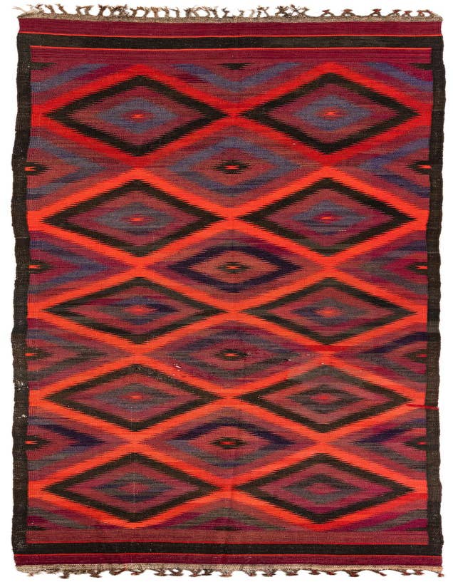 Detail image of 4' 8 x 15' Hand Woven Kilim Fars Wool Runner Rug