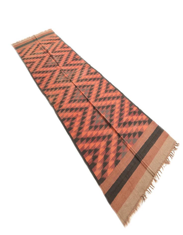 Detail image of 4' 3 x 15'  Hand Woven Kilim Fars Wool Runner Rug