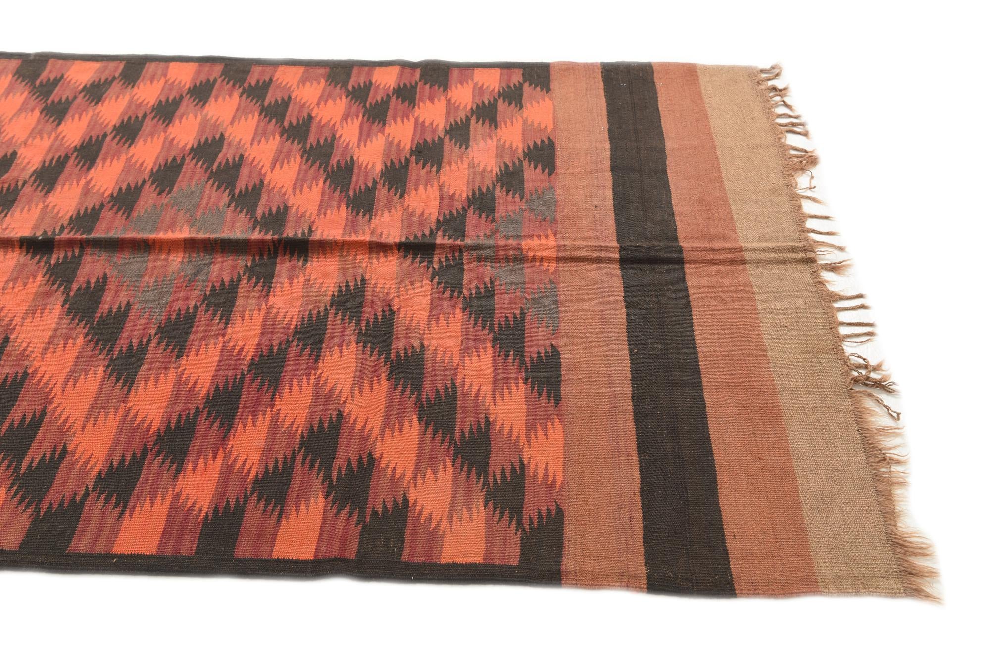 4' 3 x 15' Hand Woven Kilim Fars Wool Runner Rug