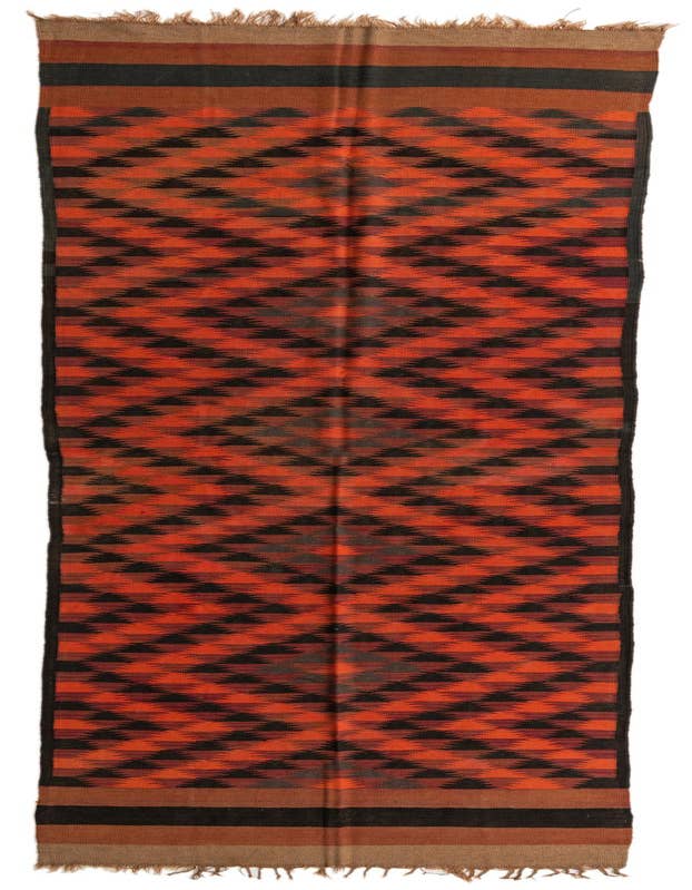 Detail image of 4' 3 x 15' Hand Woven Kilim Fars Wool Runner Rug