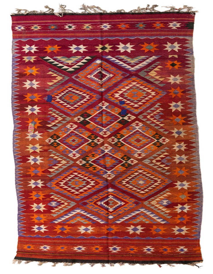 Detail image of 6' x 14' 5 Hand Woven Kilim Fars Wool Runner Rug