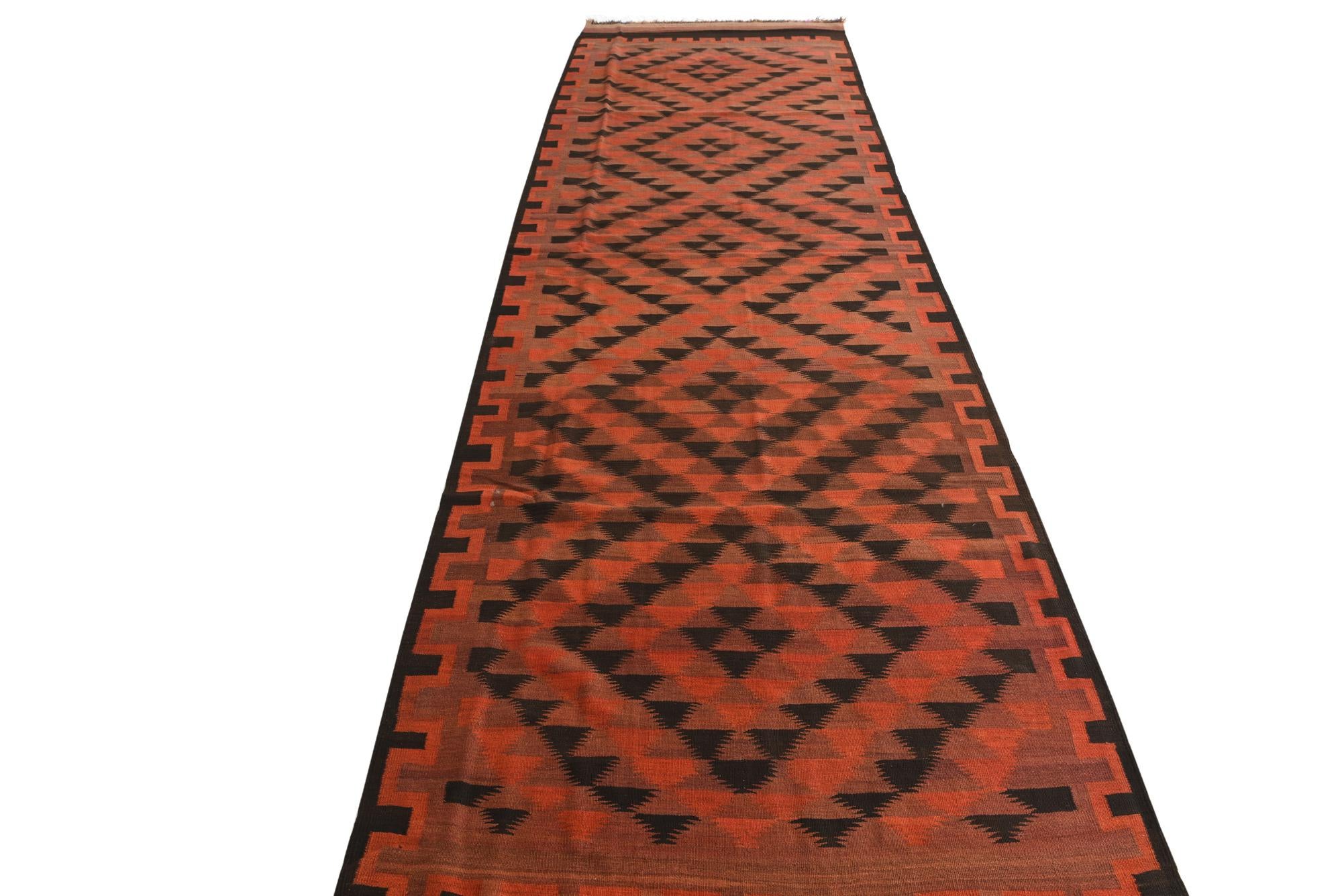 4' 8 x 15' 6 Hand Woven Kilim Fars Wool Runner Rug