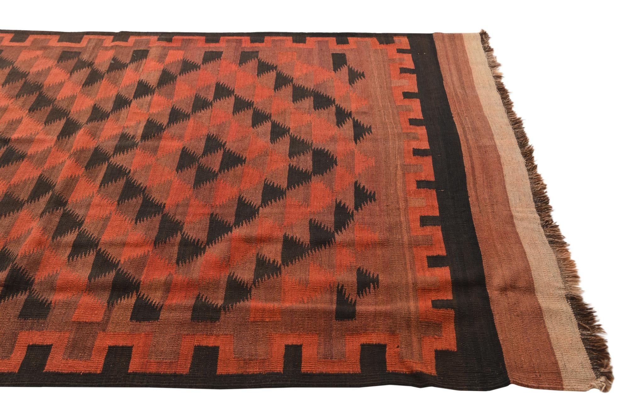 4' 8 x 15' 6 Hand Woven Kilim Fars Wool Runner Rug