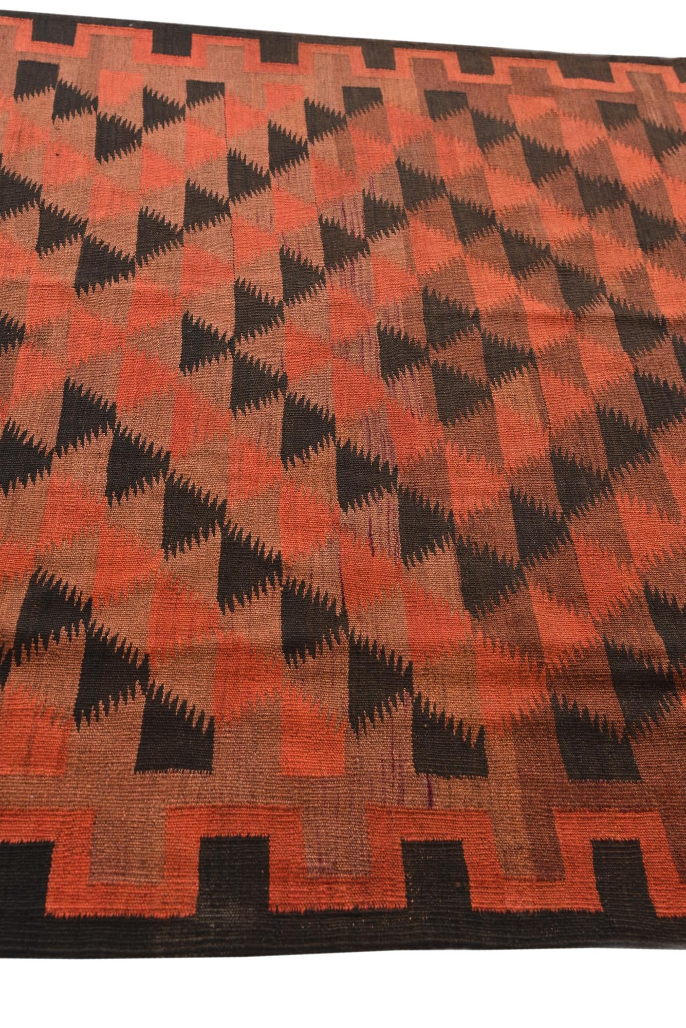 4' 8 x 15' 6 Hand Woven Kilim Fars Wool Runner Rug