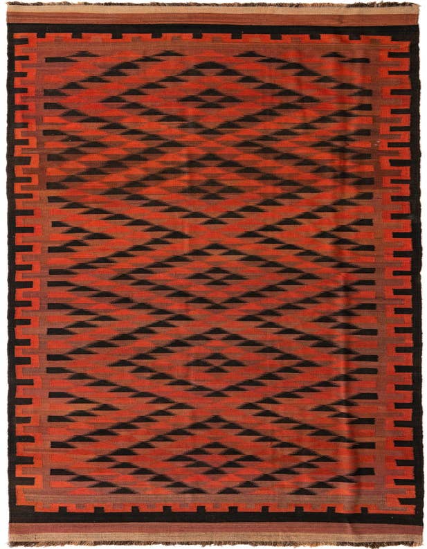 Detail image of 4' 8 x 15' 6 Hand Woven Kilim Fars Wool Runner Rug