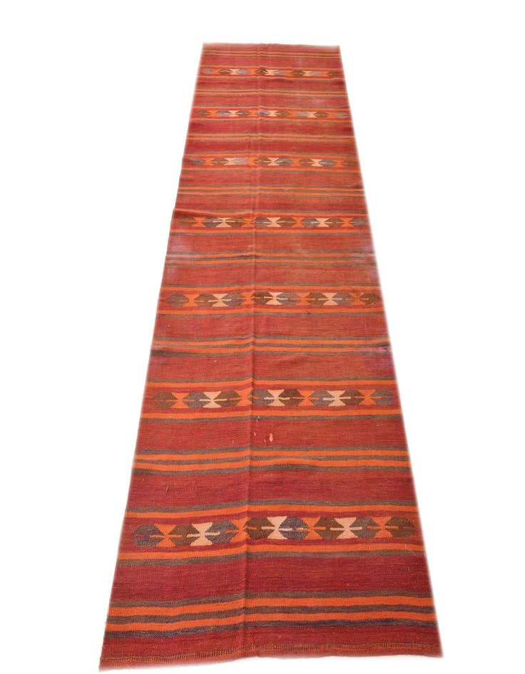 Detail image of 4' 5 x 11' 3 Hand Woven Kilim Fars Wool Runner Rug
