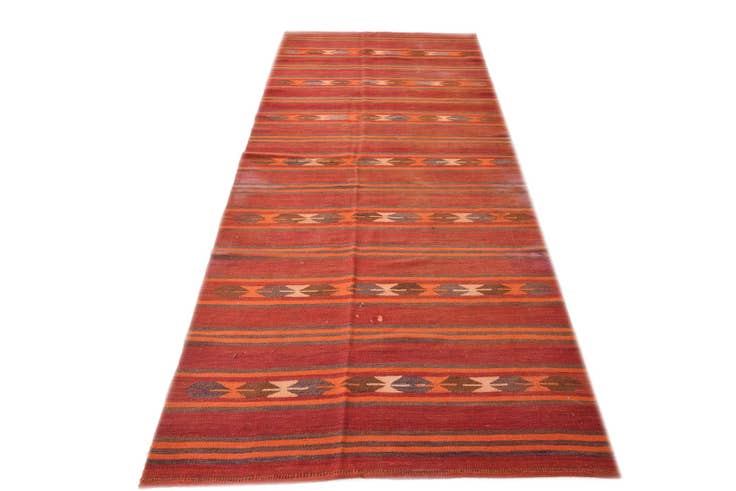 Detail image of 4' 5 x 11' 3 Hand Woven Kilim Fars Wool Runner Rug