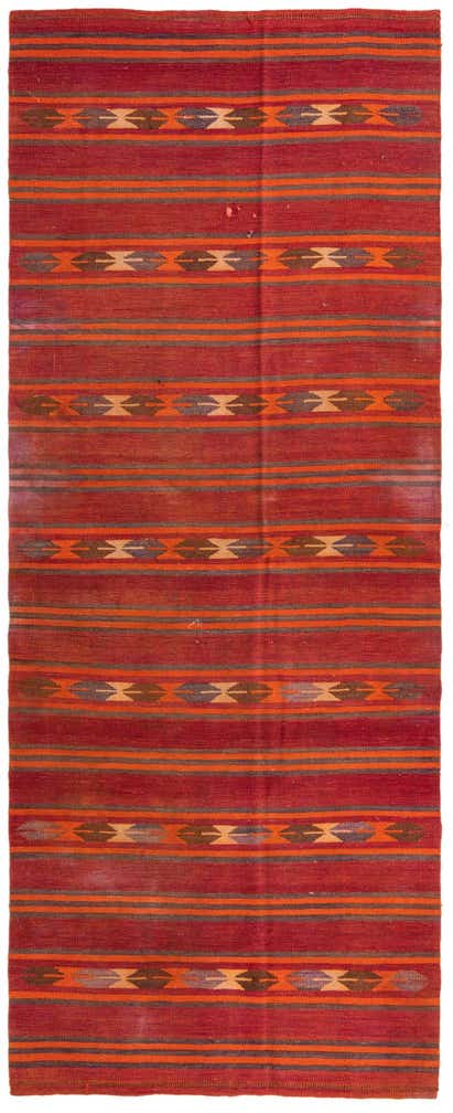 4' 5 x 11' 3 Hand Woven Kilim Fars Wool Runner Rug