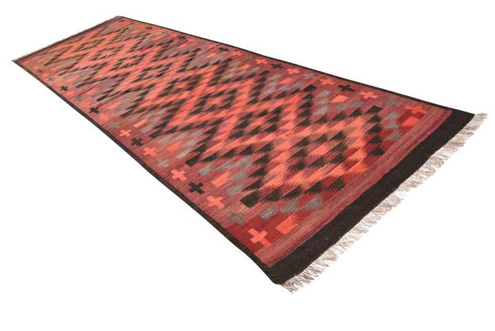 4' 5 x 14' Hand Woven Kilim Fars Wool Runner Rug