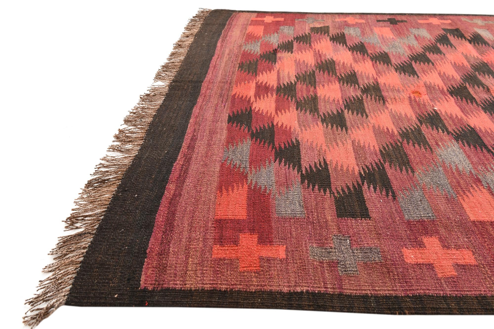 4' 5 x 14' Hand Woven Kilim Fars Wool Runner Rug