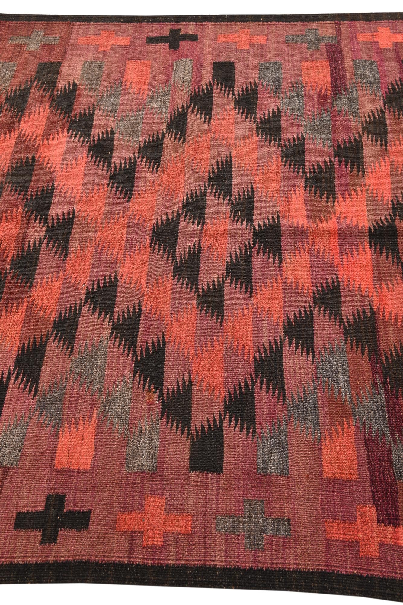 4' 5 x 14' Hand Woven Kilim Fars Wool Runner Rug