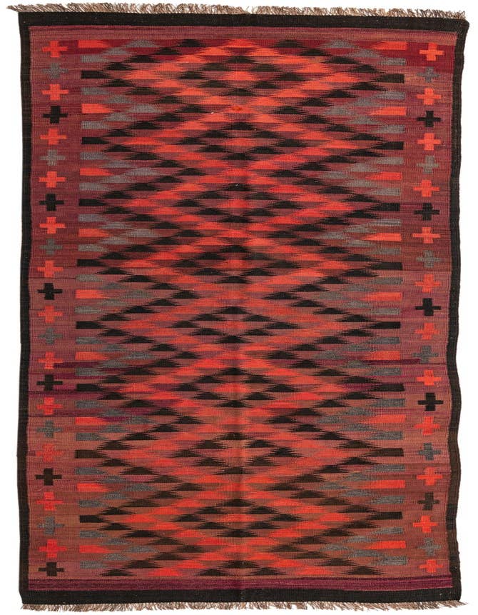 Detail image of 4' 5 x 14' Hand Woven Kilim Fars Wool Runner Rug