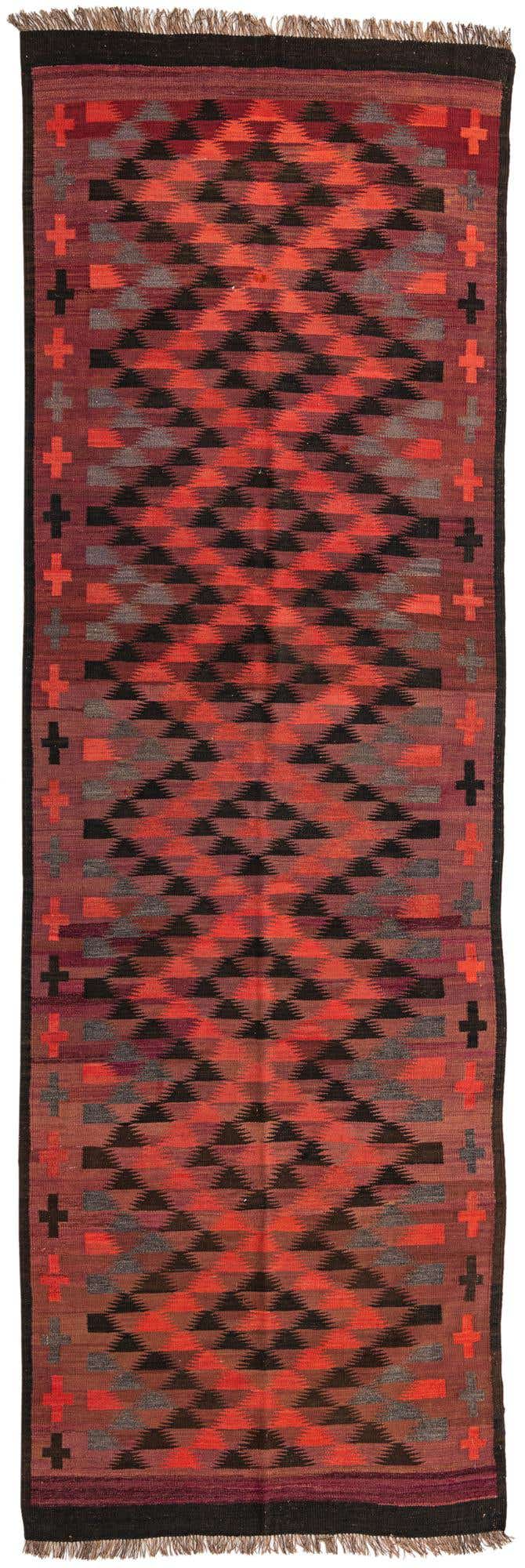 4' 5 x 14' Hand Woven Kilim Fars Wool Runner Rug
