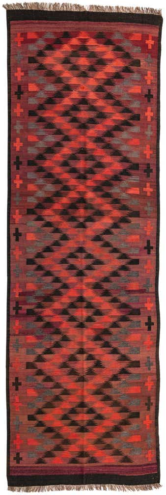 4' 5 x 14' Hand Woven Kilim Fars Wool Runner Rug
