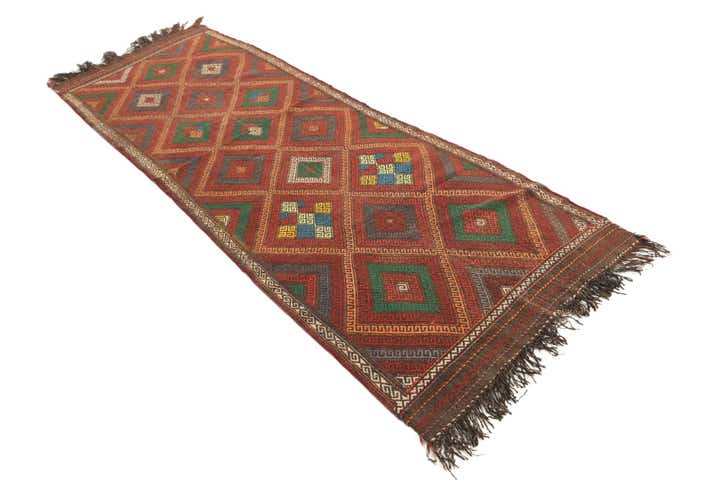 2' 10 x 9' Hand Woven Kilim Fars Wool Runner Rug