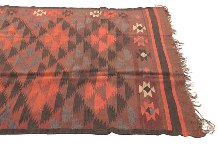 4' 4 x 11' 9 Hand Woven Kilim Fars Wool Runner Rug