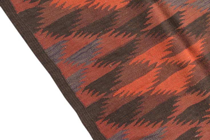 Detail image of 4' 4 x 11' 9 Hand Woven Kilim Fars Wool Runner Rug