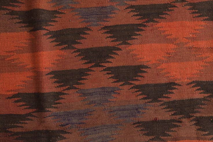 Detail image of 4' 4 x 11' 9 Hand Woven Kilim Fars Wool Runner Rug