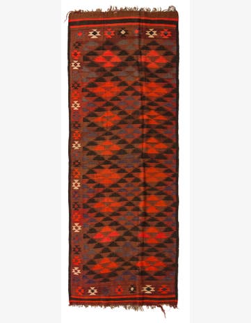 4' 4 x 11' 9 Hand Woven Kilim Fars Wool Runner Rug