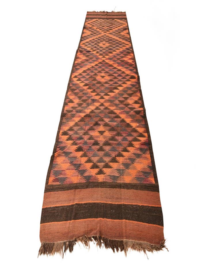 Detail image of 4' 5 x 14' 7 Hand Woven Kilim Fars Wool Runner Rug