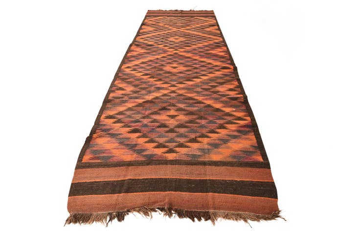 Detail image of 4' 5 x 14' 7 Hand Woven Kilim Fars Wool Runner Rug